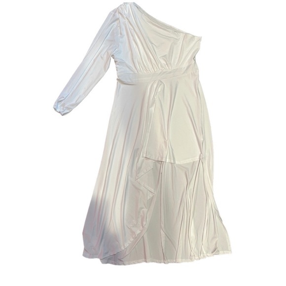 IyMoo Womens Sexy Plus Size One Shoulder Long Sleeve High Low Maxi Dress - Picture 11 of 11